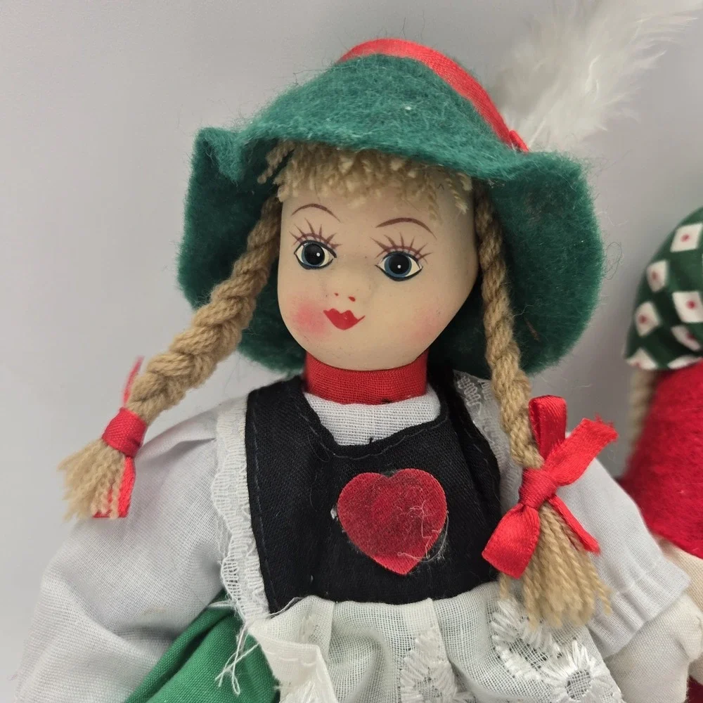 Hand Painted German Bavarian Porcelain Doll‎ Girl Boy Grandma Vtg Folk Figures